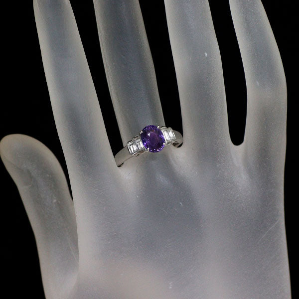 Pt900 Violet Sapphire Diamond Ring 2.165ct D0.41ct