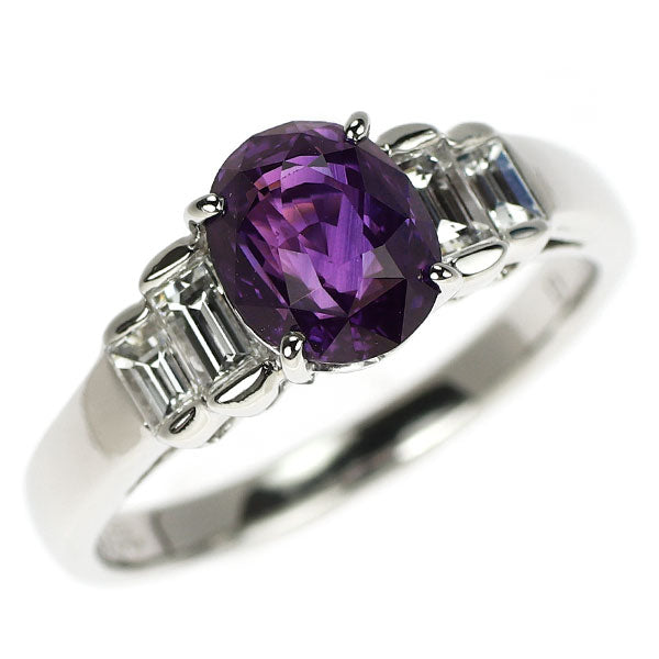 Pt900 Violet Sapphire Diamond Ring 2.165ct D0.41ct