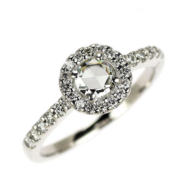 K18WG ローズカット ダイヤモンド リング 0.20ct D0.16ct ピンキー