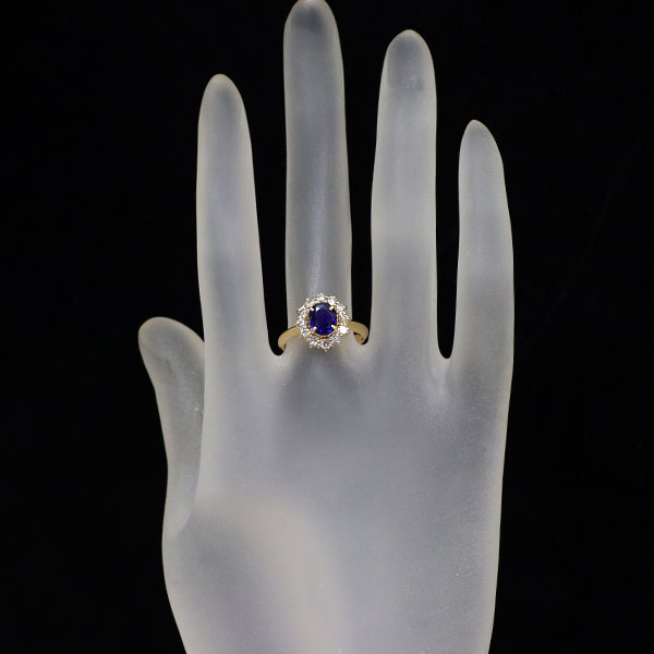 K18YG サファイア ダイヤモンド リング 1.14ct D0.58ct
