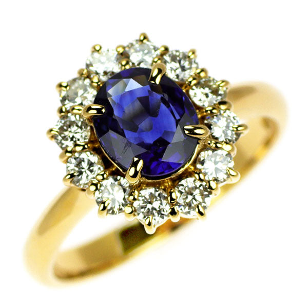K18YG サファイア ダイヤモンド リング 1.14ct D0.58ct
