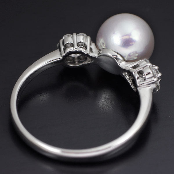 Pt900 アコヤ 真珠/パール ダイヤモンド リング D0.27ct 径約 8.1mm