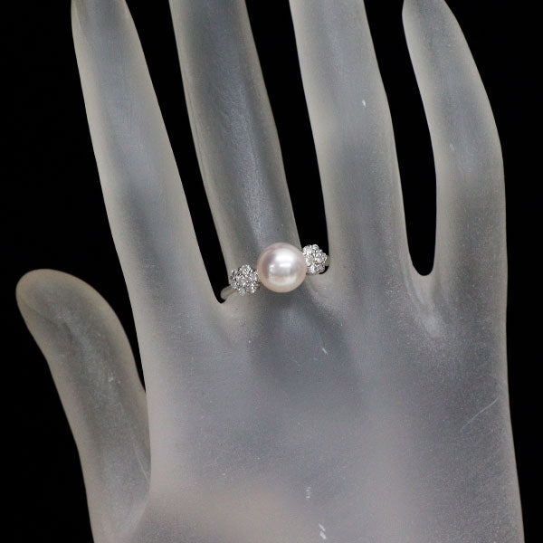 Pt900 アコヤ 真珠/パール ダイヤモンド リング D0.27ct 径約 8.1mm