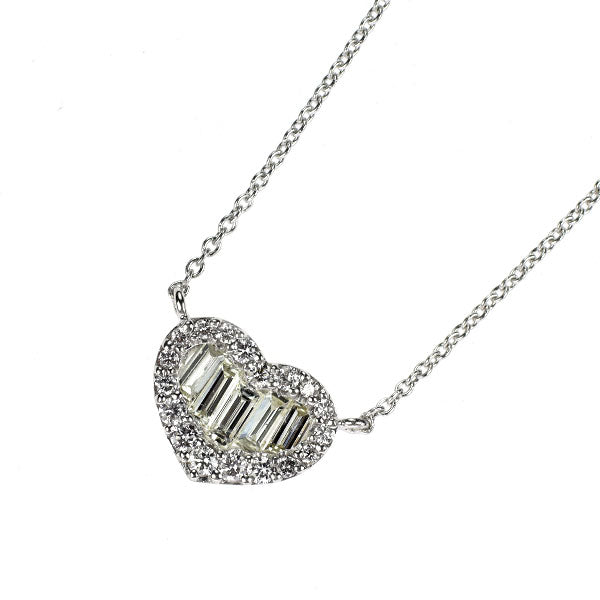 K18WG ダイヤモンド ペンダントネックレス 0.33ct ハート