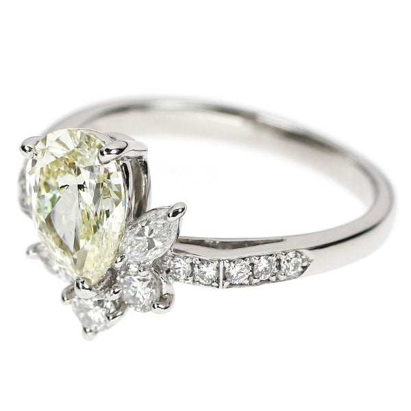 Pt900 ペアシェイプ ダイヤモンド リング 1.344ct D0.50ct