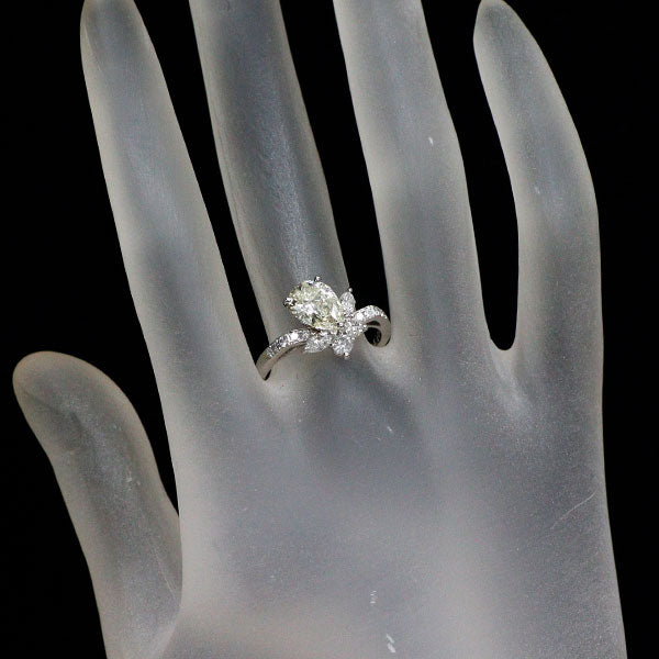 Pt900 ペアシェイプ ダイヤモンド リング 1.344ct D0.50ct