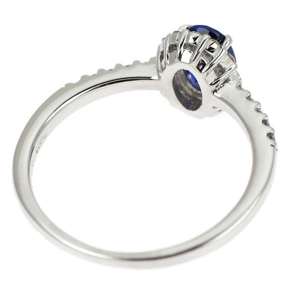 Pt900 Royal Blue Sapphire Diamond Ring 0.73ct D0.16ct
