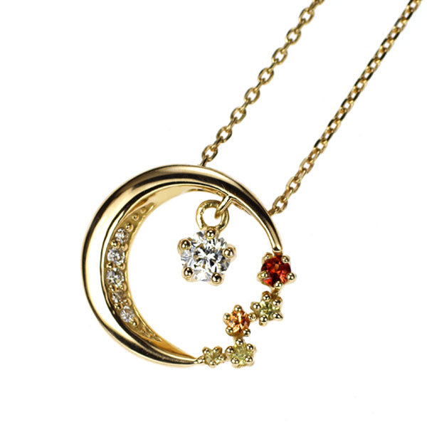 wish upon a star K18YG ダイヤモンド カラーサファイア ペンダントネックレス 0.157ct D0.04ct