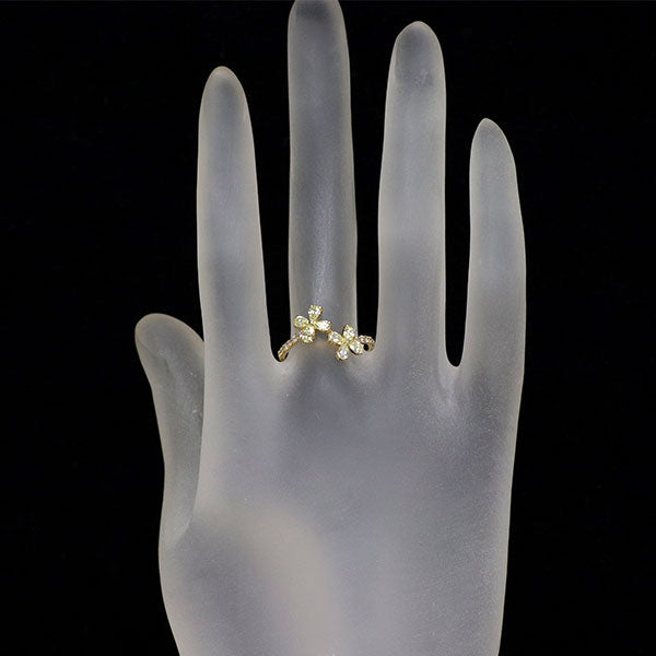 K18YG ダイヤモンド リング 0.74ct フラワー