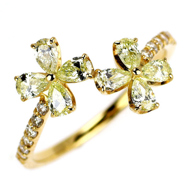 K18YG ダイヤモンド リング 0.74ct フラワー