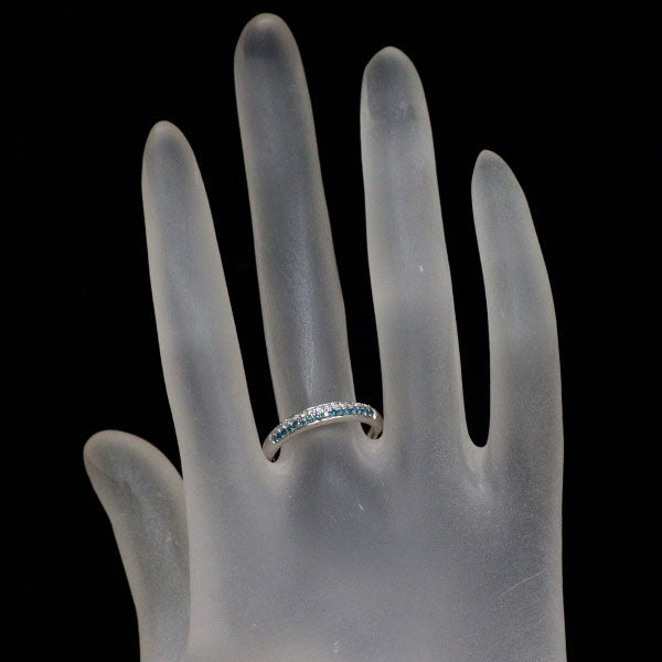 K18WG トリートブルー/カラーレス ダイヤモンド リング 0.25ct パヴェ