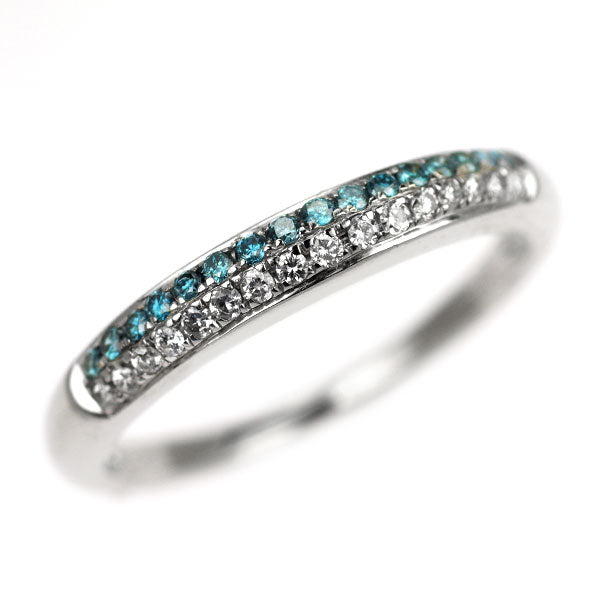 K18WG トリートブルー/カラーレス ダイヤモンド リング 0.25ct パヴェ