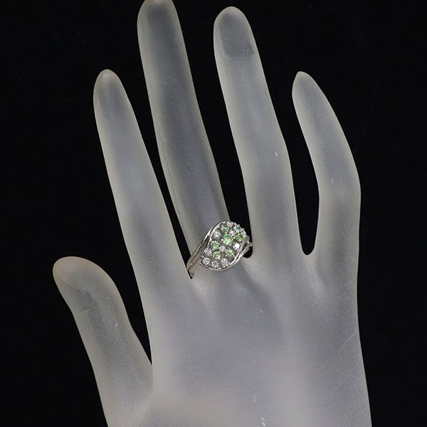 K18WG デマントイド ガーネット ダイヤモンド リング 1.00ct D0.30ct