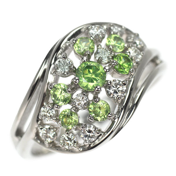 K18WG デマントイド ガーネット ダイヤモンド リング 1.00ct D0.30ct