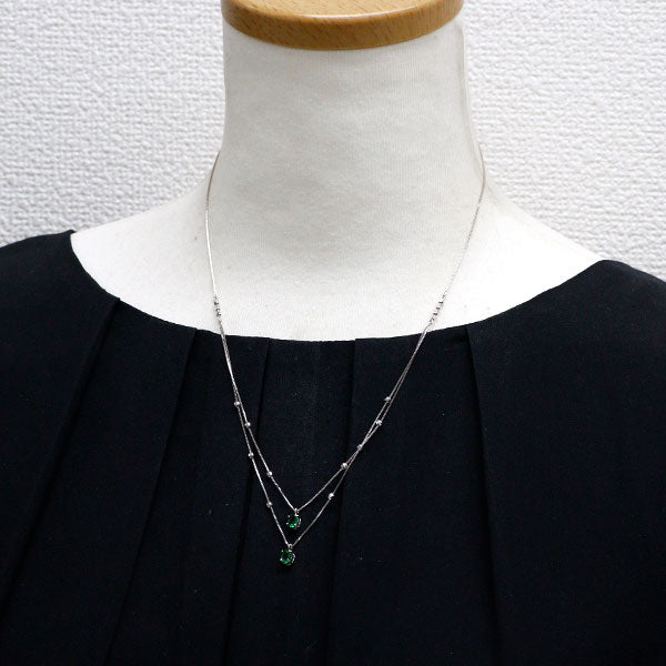 K18WG グロッシュラーライトガーネット/ツァボライト ペンダントネックレス 0.81ct