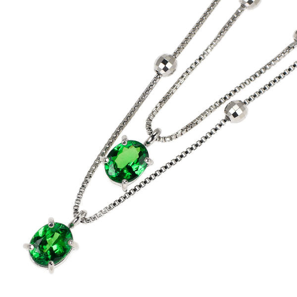 K18WG グロッシュラーライトガーネット/ツァボライト ペンダントネックレス 0.81ct