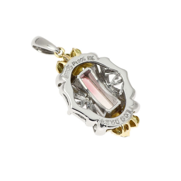 K18YG/Pt900 パーティーカラードトルマリン ダイヤモンド ペンダントトップ 1.09ct D0.24ct