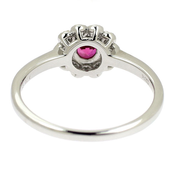 Pt950 ルビー ダイヤモンド リング 0.22ct D0.10ct フラワー