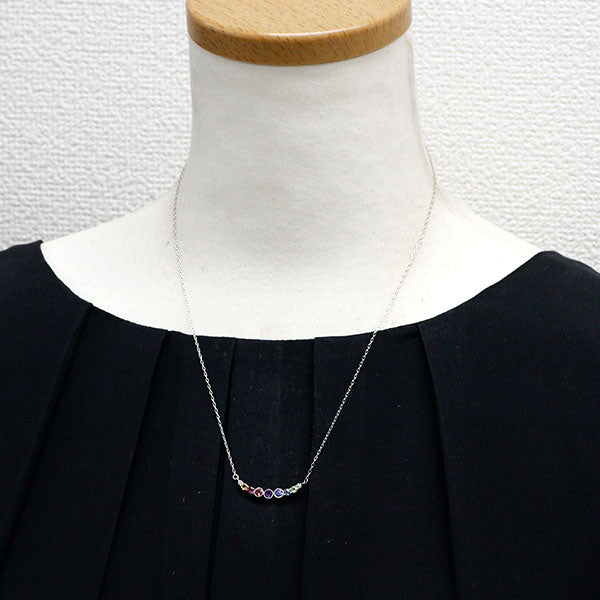 K18WG マルチカラーストーン ダイヤモンド ペンダントネックレス 0.55ct D0.05ct アミュレット