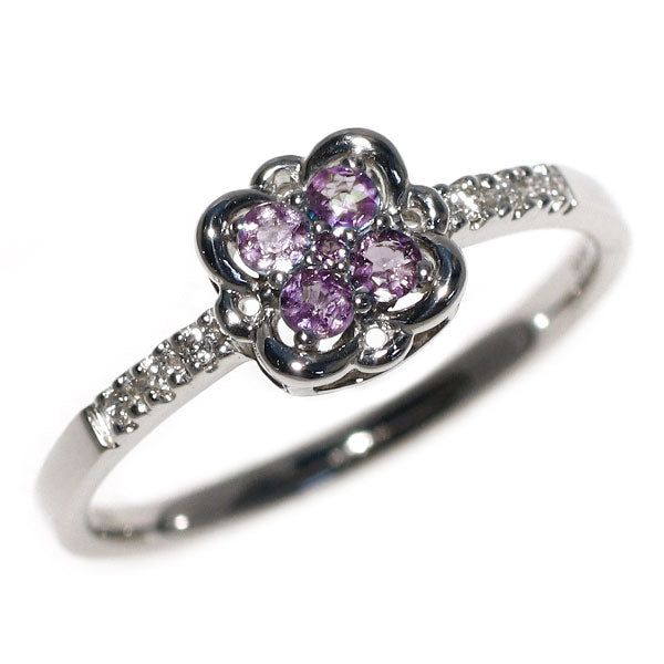 希少 Pt900 アレキサンドライト ダイヤモンド リング 0.15ct D0.03ct フラワー
