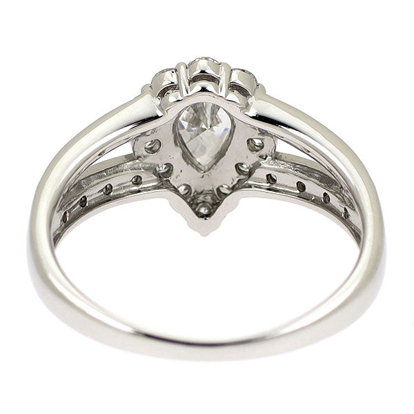 Pt900 Pear shape diamond ring 0.50ct D IF D0.57ct