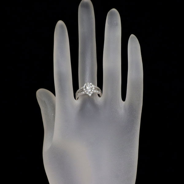 Pt900 Pear shape diamond ring 0.50ct D IF D0.57ct