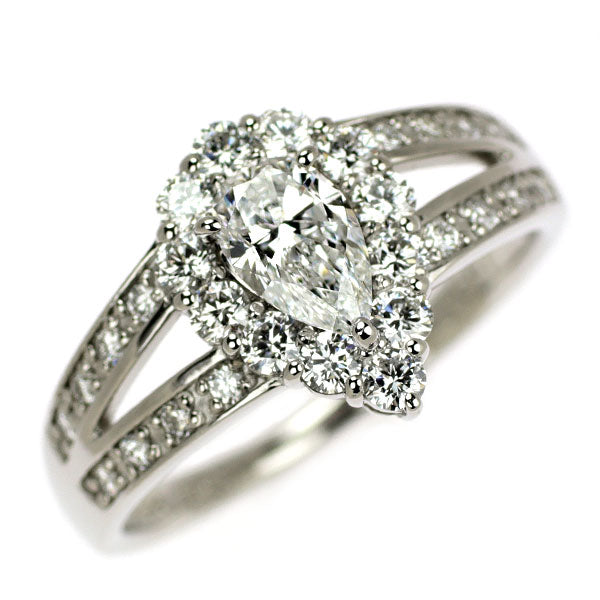 Pt900 Pear shape diamond ring 0.50ct D IF D0.57ct