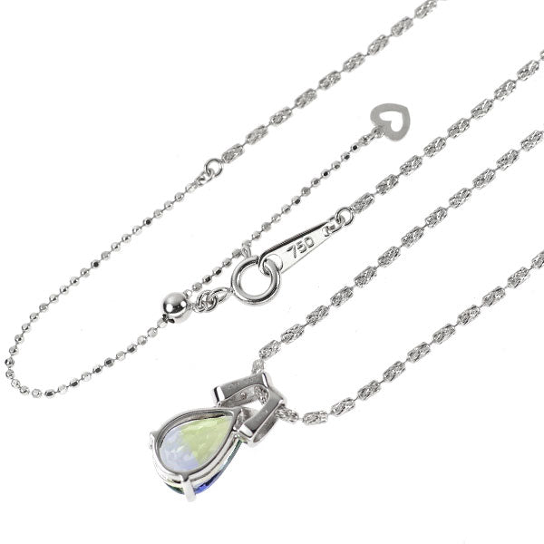 K18WG パーティカラードゾイサイト ダイヤモンド ペンダントネックレス 3.63ct D0.07ct