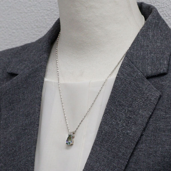 K18WG パーティカラードゾイサイト ダイヤモンド ペンダントネックレス 3.63ct D0.07ct
