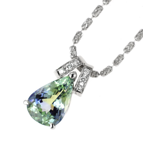 K18WG パーティカラードゾイサイト ダイヤモンド ペンダントネックレス 3.63ct D0.07ct