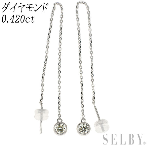 K18WG ダイヤモンド アメリカン ピアス 0.420ct
