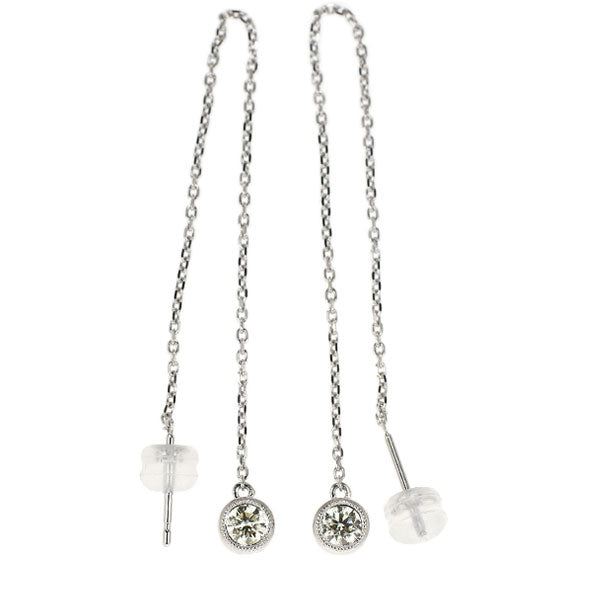 K18WG ダイヤモンド アメリカン ピアス 0.420ct