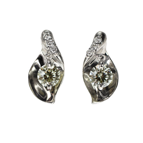 K18WG 多面カット ダイヤモンド ピアス 0.516ct D0.06ct