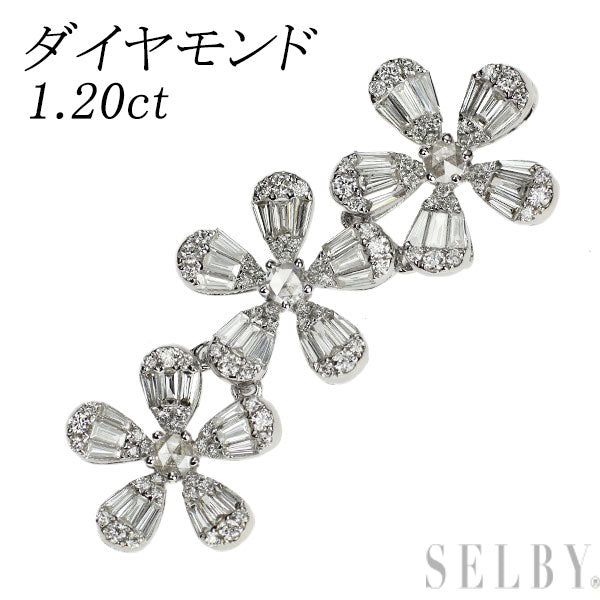 K18WG ダイヤモンド ペンダントトップ 1.20ct フラワー