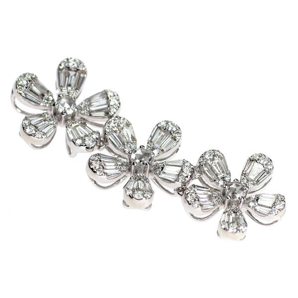 K18WG ダイヤモンド ペンダントトップ 1.20ct フラワー