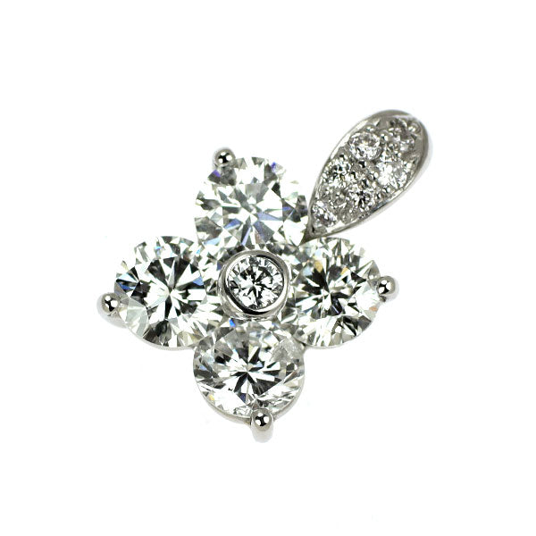 Pt900 ダイヤモンド ペンダントトップ 1.35ct D0.09ct フラワー