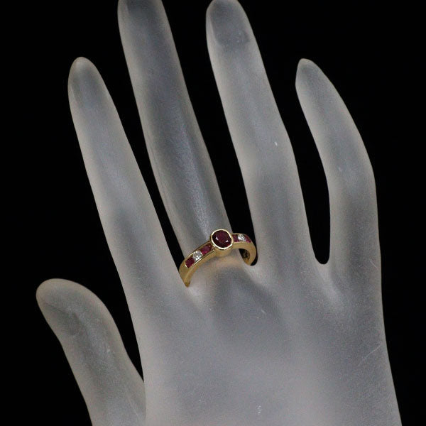 Tazaki Pearl K18YG Ruby Diamond Ring 0.60ct R0.28ct D0.10ct