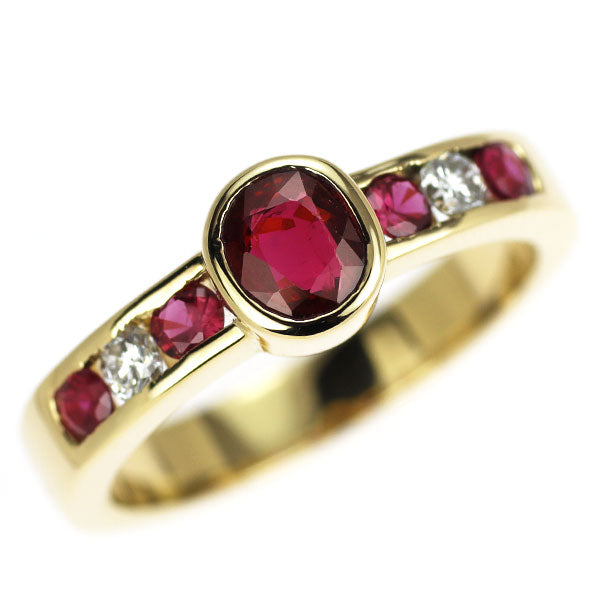 Tazaki Pearl K18YG Ruby Diamond Ring 0.60ct R0.28ct D0.10ct