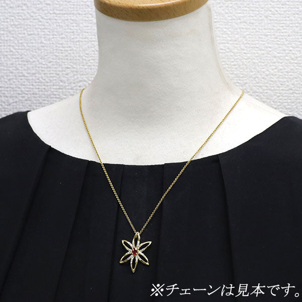 田崎真珠 K18YG ルビー ダイヤモンド ペンダントトップ 0.67ct D0.35ct フラワー