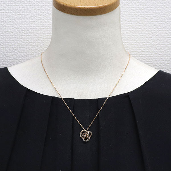 ヴァンドーム青山 K18PG ダイヤモンド ペンダントネックレス 0.25ct クリスティーヌ フラワー  アジャスターチェーン付き