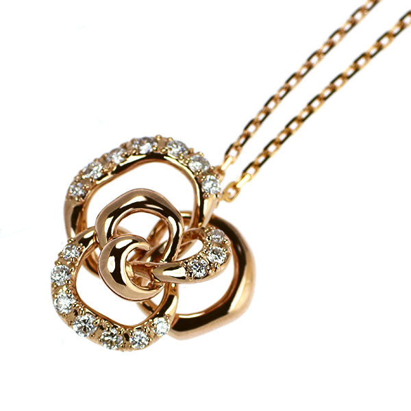 ヴァンドーム青山 K18PG ダイヤモンド ペンダントネックレス 0.25ct クリスティーヌ フラワー  アジャスターチェーン付き