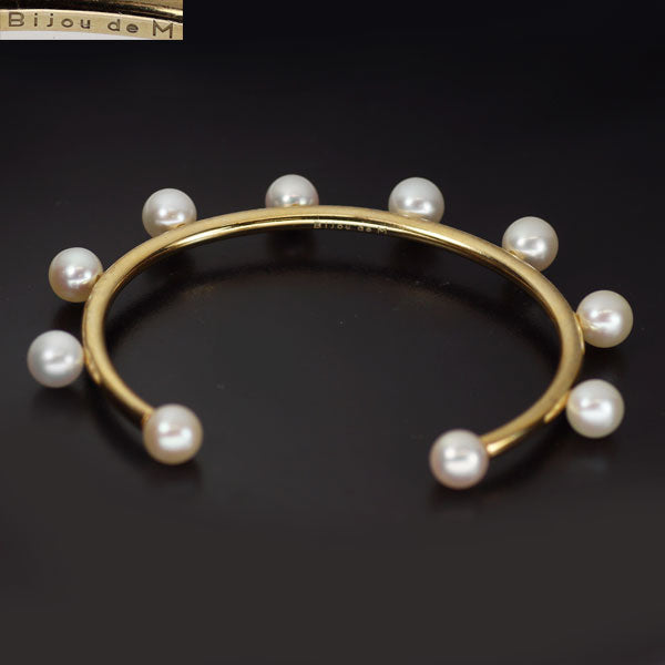 Bijou de M SV/イエローゴールドコーティング 淡水 真珠/パール バングル 径約 6.0-6.4mm ドットパールバングル Sサイズ