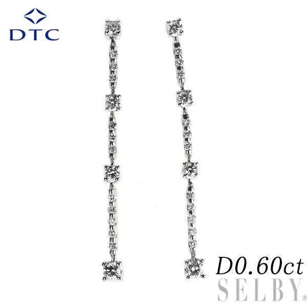 DTC K18WG ダイヤモンド ピアス 0.60ct LINE