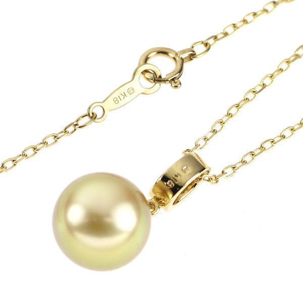 ミキモト K18YG ゴールデン 真珠 ダイヤモンド ペンダントネックレス 径約10.3mm