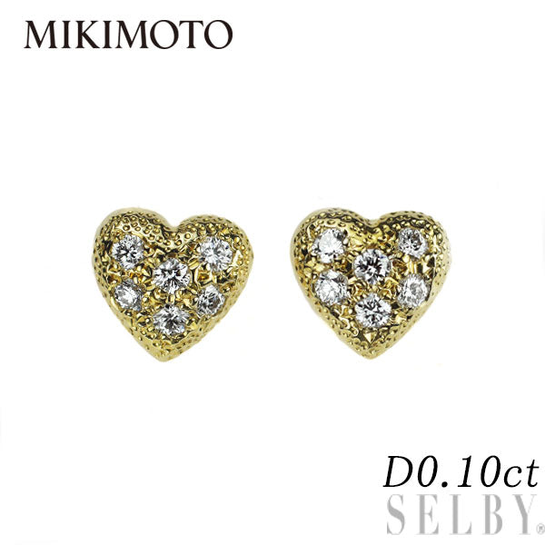 ミキモト K18YG ダイヤモンド ピアス 0.10ct ハート