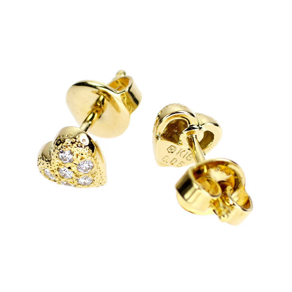ミキモト K18YG ダイヤモンド ピアス 0.10ct ハート