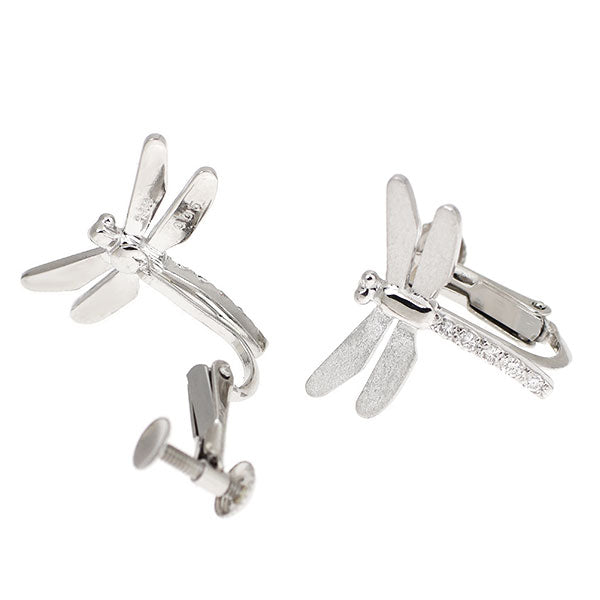 Pt900 ダイヤモンド イヤリング 0.10ct トンボ