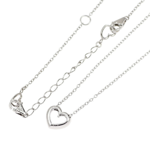 ポンテヴェキオ K18WG ダイヤモンド ペンダントネックレス 0.15ct ハートアジャスターチェーン付き