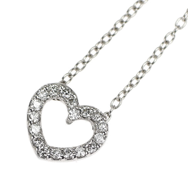 ポンテヴェキオ K18WG ダイヤモンド ペンダントネックレス 0.15ct ハートアジャスターチェーン付き
