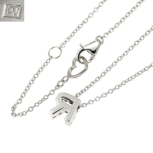 ポンテヴェキオ K18WG ダイヤモンド ペンダントネックレス 0.06ct イニシャル「R」